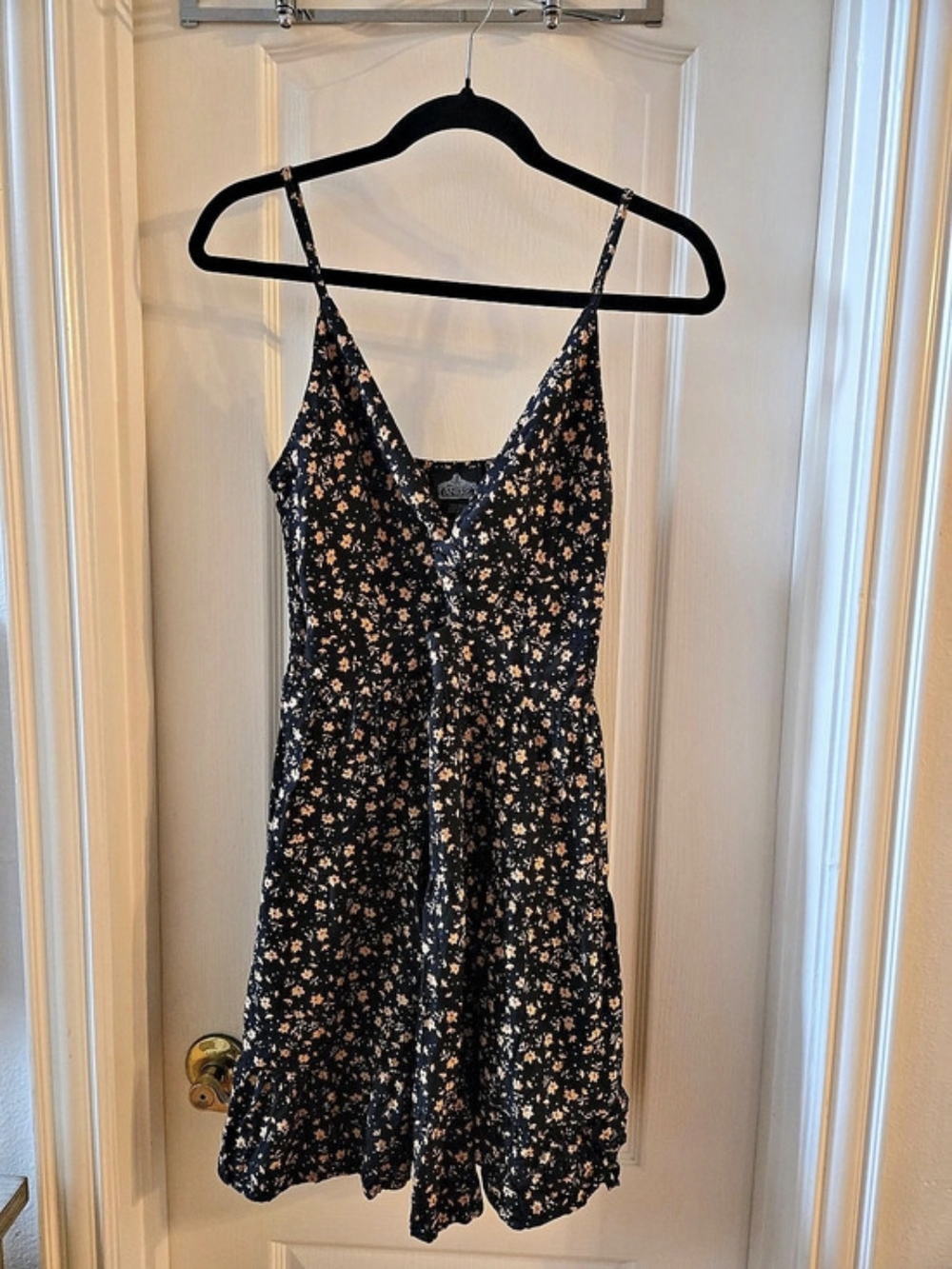 Angie Black Floral Twist Front Mini Dress Black & Orange Floral Twist Front Mini - Picture 3 of 7